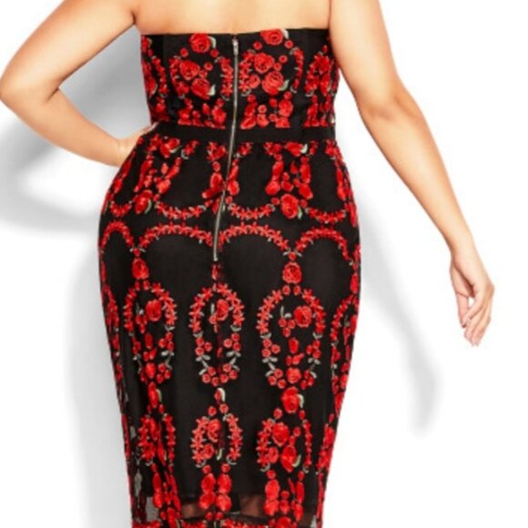 Read and Black Embroidered City Chic Dress New With Tags - Picture 3 of 8